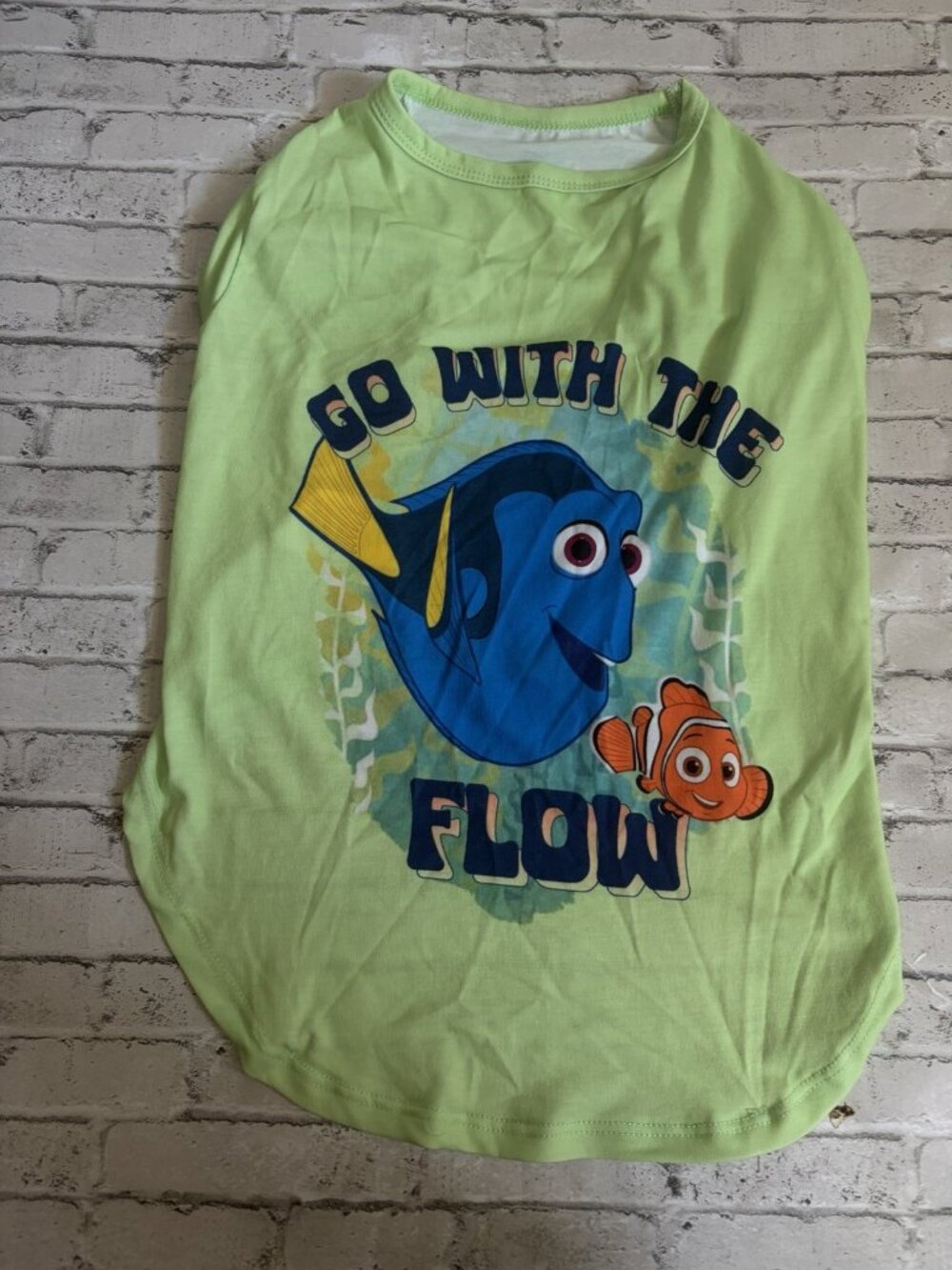 Disney Pixar Finding Nemo Dog Neon Green Shirt Size L NWOT